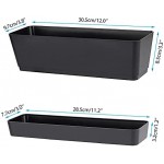 12x3.8 Inch Herb Planters, Greaner 1 Pack Rectangle Window Boxes with Tray, Indoor Succulent Cactus Mint Plastic Pot for Windowsill , Balcony, Office, Outdoor Garden - Black