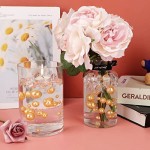 250PCS Floating Gold Pearls and 2300PCS Water Gel Beads for Vase Fillers, Suream Round No Hole Assorted Beads for Centerpieces, Table Scatters, Candle, Wedding, Birthday, Floral Decoration (8/14/20mm)