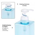 3 Pack Empty Hand Pump Bottles, Suream 5.1oz/150ml, 9.9oz/280ml, 15.8oz/450ml Blue Soap Dispensers, Empty Plastic Refillable Shower Water Containers for Bathroom Soap Lotion Shampoo and Conditioner