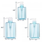 3 Pack Empty Hand Pump Bottles, Suream 5.1oz/150ml, 9.9oz/280ml, 15.8oz/450ml Blue Soap Dispensers, Empty Plastic Refillable Shower Water Containers for Bathroom Soap Lotion Shampoo and Conditioner