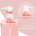 3 Pack Empty Hand Pump Containers, Suream 9.9oz/280ml Clear Pink Refillable Plastic Square Shower Bottles for Essential Oil Lotion Shampoo, Great Soap Dispensers for Bathroom, Kitchen Sink and Travel