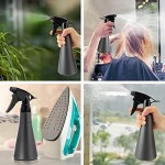 4 Packs Spray Bottles with Stream, Suream 10.6oz/300ml Gray Mist Sprayer with Black Adjustable Nozzle for Curly Hair, Refillable Empty Plastic Bottle for Hairdressing, Planting, Ironing and Cleaning