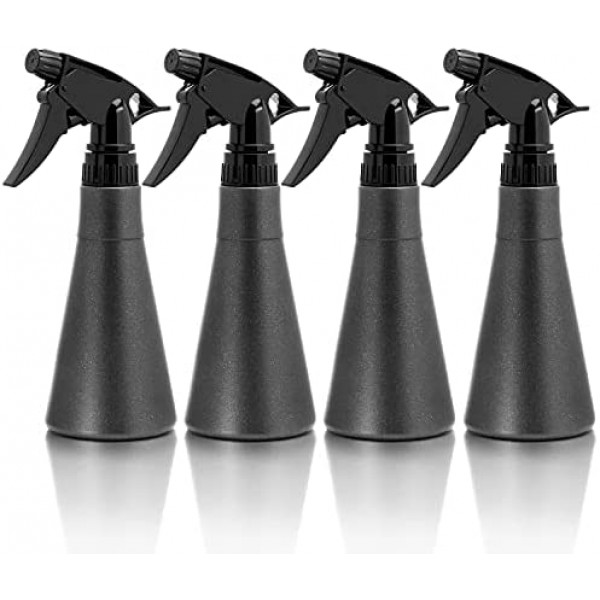 4 Packs Spray Bottles with Stream, Suream 10.6oz/300ml Gray Mist Sprayer with Black Adjustable Nozzle for Curly Hair, Refillable Empty Plastic Bottle for Hairdressing, Planting, Ironing and Cleaning