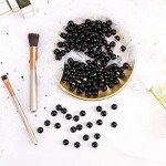 Black Polished Pearls 350Pcs, Suream ABS Undrilled Art Faux Beads for Makeup Brush Holder, No Hole Imitation Round Pearl for Vase Filler, Wedding Table Scatter, Birthday Party, Home Decor, 12mm/0.47In