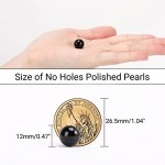 Black Polished Pearls 350Pcs, Suream ABS Undrilled Art Faux Beads for Makeup Brush Holder, No Hole Imitation Round Pearl for Vase Filler, Wedding Table Scatter, Birthday Party, Home Decor, 12mm/0.47In