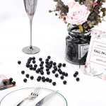 Black Polished Pearls 350Pcs, Suream ABS Undrilled Art Faux Beads for Makeup Brush Holder, No Hole Imitation Round Pearl for Vase Filler, Wedding Table Scatter, Birthday Party, Home Decor, 12mm/0.47In