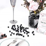 Black Polished Pearls 350Pcs, Suream ABS Undrilled Art Faux Beads for Makeup Brush Holder, No Hole Imitation Round Pearl for Vase Filler, Wedding Table Scatter, Birthday Party, Home Decor, 12mm/0.47In