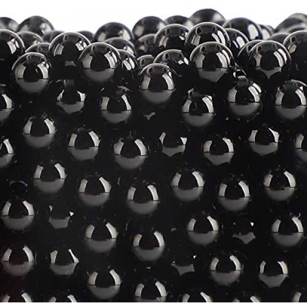 Black Polished Pearls 350Pcs, Suream ABS Undrilled Art Faux Beads for Makeup Brush Holder, No Hole Imitation Round Pearl for Vase Filler, Wedding Table Scatter, Birthday Party, Home Decor, 12mm/0.47In