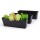 Black Rectangle Window Boxes, Greaner 3 Pack 12x3.8 Inch Herb Planters with Tray, Indoor Succulent Cactus Mint Plastic Pot for Windowsill , Garden Balcony, Office Outdoor Decoration