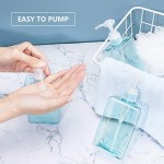 Blue Plastic Pump Bottles, Suream 3 Packs 9.9oz/280ml Refillable Square Hand Pump Containers for Essential Oil Soap Lotion Shampoo, Great Soap Dispensers for Bathroom, Kitchen Sink and Travel Use