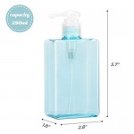 Blue Plastic Pump Bottles, Suream 3 Packs 9.9oz/280ml Refillable Square Hand Pump Containers for Essential Oil Soap Lotion Shampoo, Great Soap Dispensers for Bathroom, Kitchen Sink and Travel Use