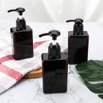 Brown Liquid Soap Dispensers, Suream 3 Packs 5.1oz/150ml Plastic Refillable Square Hand Pump Containers Filling with Essential Oil Soap Lotion Shampoo for Bathroom, Kitchen Sink and Travel Use