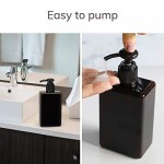 Brown Plastic Pump Bottles, Suream 3 Packs 9.9oz/280ml Plastic Refillable Square Hand Pump Containers for Essential Oil Soap Lotion, Great Soap Dispensers for Bathroom, Kitchen Sink and Travel Use