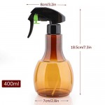 Clear Amber Spray Bottle, Suream 13.5oz/400ml Misting Bottle with Black Trigger for Curly Hair, Refillable Empty Plastic Stream Spray Bottle for Hairdressing, Plant Watering and Cleaning Solutions