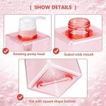 Empty Liquid Shower Pump Containers, Suream 5.1oz/150ml, 9.9oz/280ml, 15.8oz/450ml Clear Pink Soap Dispensers for Lotion, Plastic Refillable Shower Water Bottles for Bathroom, Kitchen Sink and Travel