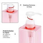 Empty Liquid Shower Pump Containers, Suream 5.1oz/150ml, 9.9oz/280ml, 15.8oz/450ml Clear Pink Soap Dispensers for Lotion, Plastic Refillable Shower Water Bottles for Bathroom, Kitchen Sink and Travel
