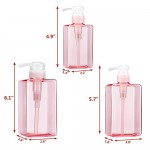 Empty Liquid Shower Pump Containers, Suream 5.1oz/150ml, 9.9oz/280ml, 15.8oz/450ml Clear Pink Soap Dispensers for Lotion, Plastic Refillable Shower Water Bottles for Bathroom, Kitchen Sink and Travel