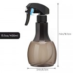 Empty Plastic Spray Bottle, Suream 13.5oz/400ml Black Round Misting Sprayer for Curly Hair, Refillable Water Plant Mister for Hair Styling, Gardening, Ironing and Cleaning Solutions