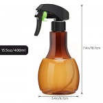 Empty Plastic Spray Mister, Suream 13.5oz/400ml Mist Spray Bottle for Curly Hair, Refillable Amber Round Houseplant Water Sprayer for Hair Styling, Planting, Gardening, Ironing and Cleaning Solution