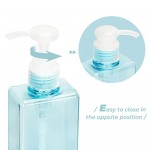 Empty Shower Soap Dispensers, Suream 5.1oz/150ml 3 Pack Clear Blue Plastic Refillable Square Hand Pump Bottles for Lotion Shampoo Conditioner, Small Containers for Bathroom, Kitchen Sink and Travel