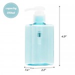 Empty Shower Soap Dispensers, Suream 5.1oz/150ml 3 Pack Clear Blue Plastic Refillable Square Hand Pump Bottles for Lotion Shampoo Conditioner, Small Containers for Bathroom, Kitchen Sink and Travel