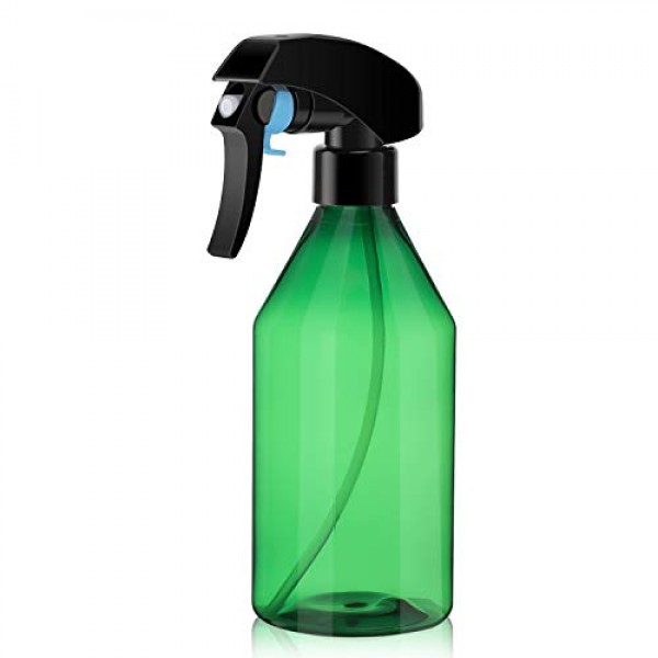 Empty Sprayer for Hair, Suream 10.1oz/300ml Clear Green Transparent Mist Spray Bottle with Trigger, Refillable Plastic Water Mister for Hair Styling, Planting, Flower Watering, Gardening and Cleaning