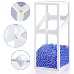 Glass Cosmetic Holder for Makeup Brush, Suream 8.3” White Square Transparent Beauty Storage with Lid, Eyeliner Display Organizer with Blue Pearls for Desktop, Dresser, Bedroom and Bathroom Vanity