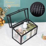 Glass Display Case for Lipstick, Suream 18 Slots Black Clear Beauty Makeup Organizer with Lid, Transparent Dustproof Cosmetic Holder for Display Decoration, Dresser, Countertop, Bathroom Vanity