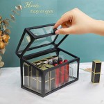 Glass Display Case for Lipstick, Suream 18 Slots Black Clear Beauty Makeup Organizer with Lid, Transparent Dustproof Cosmetic Holder for Display Decoration, Dresser, Countertop, Bathroom Vanity