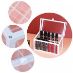 Glass Lipstick Holder with Lid, Suream 18 Slots White Clear Beauty Makeup Organizer for Lipsticks Nail Polish, Transparent Dustproof Cosmetic Box Display Case for Dresser, Countertop, Bathroom Vanity