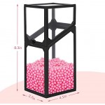 Glass Transparent Makeup Brush Storage, Suream 8.3” Black Square Cosmetic Beauty Makeup Storage with Lid, Eyeliner Display Organizer with Pink Pearls for Desktop, Dresser, Bedroom and Bathroom Vanity