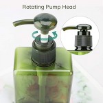 Green Plastic Pump Bottles, Suream 3 Packs 9.9oz/280ml Refillable Square Hand Pump Containers for Essential Oil Soap Lotion Shampoo, Great Soap Dispensers for Bathroom, Kitchen Sink and Travel Use