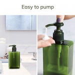 Green Plastic Pump Bottles, Suream 3 Packs 9.9oz/280ml Refillable Square Hand Pump Containers for Essential Oil Soap Lotion Shampoo, Great Soap Dispensers for Bathroom, Kitchen Sink and Travel Use