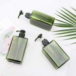 Green Plastic Pump Bottles, Suream 3 Packs 9.9oz/280ml Refillable Square Hand Pump Containers for Essential Oil Soap Lotion Shampoo, Great Soap Dispensers for Bathroom, Kitchen Sink and Travel Use