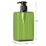 Green Plastic Pump Bottles, Suream 3 Packs 9.9oz/280ml Refillable Square Hand Pump Containers for Essential Oil Soap Lotion Shampoo, Great Soap Dispensers for Bathroom, Kitchen Sink and Travel Use