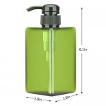 Green Pump Containers for Shampoo, Suream 3 Packs 15.8oz/450ml Plastic Refillable Square Soap Dispensers for Essential Oil Soap Lotion, Great Bottles for Bathroom and Kitchen Counter Use