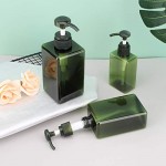 Green Pump Dispenser for Bathroom, Suream 3 Packs 5.1oz/150ml, 9.9oz/280ml, 15.8oz/450ml, Plastic Refillable Square Hand Pump Containers Filling with Soap Lotion Shampoo for Bathroom and Kitchen Use