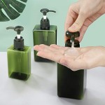 Green Pump Dispenser for Bathroom, Suream 3 Packs 5.1oz/150ml, 9.9oz/280ml, 15.8oz/450ml, Plastic Refillable Square Hand Pump Containers Filling with Soap Lotion Shampoo for Bathroom and Kitchen Use