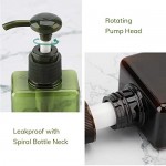 Liquid Soap Dispensers, Suream 3 Packs 5.1oz/150ml Clear Brown Green Plastic Refillable Square Pump Bottles for Essential Oil Soap Lotion, Containers for Hair, Bathroom, Kitchen Sink and Travel Use