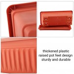 Long Planters for Outdoor Plants, Greaner 3 Pack 16.9x7.48 Inch Flower Windowsill Plastic Countryside Vegetable Box Pot with Tray for Plant Growing DIY in Garden, Balcony, Houses - Red