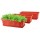 Long Planters for Outdoor Plants, Greaner 3 Pack 16.9x7.48 Inch Flower Windowsill Plastic Countryside Vegetable Box Pot with Tray for Plant Growing DIY in Garden, Balcony, Houses - Red