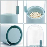 Makeup Brush Holder with lid, Suream 8.9” Plastic Blue Dustproof Cosmetic Eyeliner Eyeshadow Brush Container Storage with Free Pearls for Desktop, Dresser Table, Bedroom and Bathroom Vanity