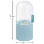 Makeup Brush Holder with lid, Suream 8.9” Plastic Blue Dustproof Cosmetic Eyeliner Eyeshadow Brush Container Storage with Free Pearls for Desktop, Dresser Table, Bedroom and Bathroom Vanity