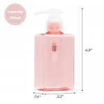 Pink Liquid Soap Dispensers, Suream 3 Packs 5.1oz/150ml Plastic Refillable Square Hand Pump Containers Filling with Essential Oil Soap Lotion Shampoo for Bathroom, Kitchen Sink and Travel Use