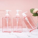 Pink Liquid Soap Dispensers, Suream 3 Packs 5.1oz/150ml Plastic Refillable Square Hand Pump Containers Filling with Essential Oil Soap Lotion Shampoo for Bathroom, Kitchen Sink and Travel Use