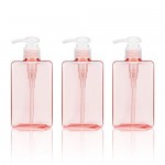 Pink Liquid Soap Dispensers, Suream 3 Packs 5.1oz/150ml Plastic Refillable Square Hand Pump Containers Filling with Essential Oil Soap Lotion Shampoo for Bathroom, Kitchen Sink and Travel Use
