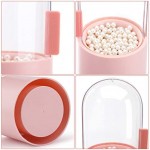 Pink Plastic Makeup Brush Holder, Suream 8.9” Cosmetic Eyeshadow Brush Container Storage with Free Pearls for Girls, Dustproof Brush Organizer for Desktop, Dresser Table, Bedroom and Bathroom Vanity