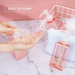Plasitc Pump Containers for Shampoo, Suream 3 Pack 15.8oz/450ml Pink Refillable Square Soap Dispensers for Essential Oil Soap Lotion, Great Bottles for Bathroom and Kitchen Counter Use
