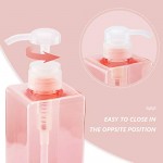 Plasitc Pump Containers for Shampoo, Suream 3 Pack 15.8oz/450ml Pink Refillable Square Soap Dispensers for Essential Oil Soap Lotion, Great Bottles for Bathroom and Kitchen Counter Use