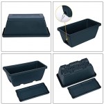 Plastic Flower Boxes, Greaner 3 Packs 13.8 Inch Window Boxes with Trays, Outdoor Rectangle Vegetable Planters, Plant Herbs Succulents Pots for Gardening Windowsill Home Decoration Use (Dark Green)